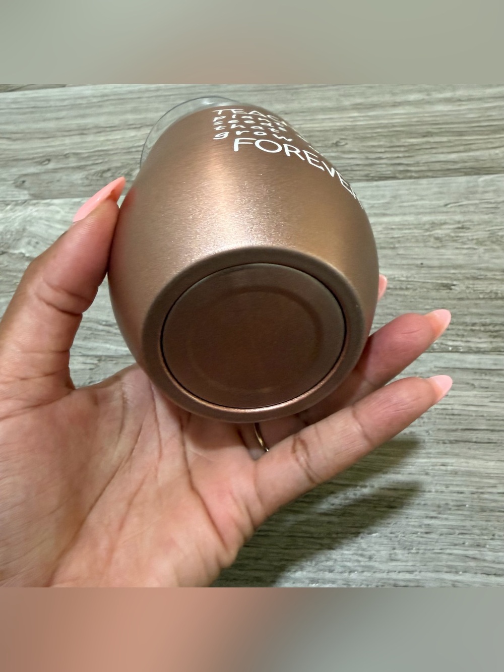 Insulated Stainless Steel Metallic Rose Gold Teachers Travel Tumbler - Picture 4 of 5
